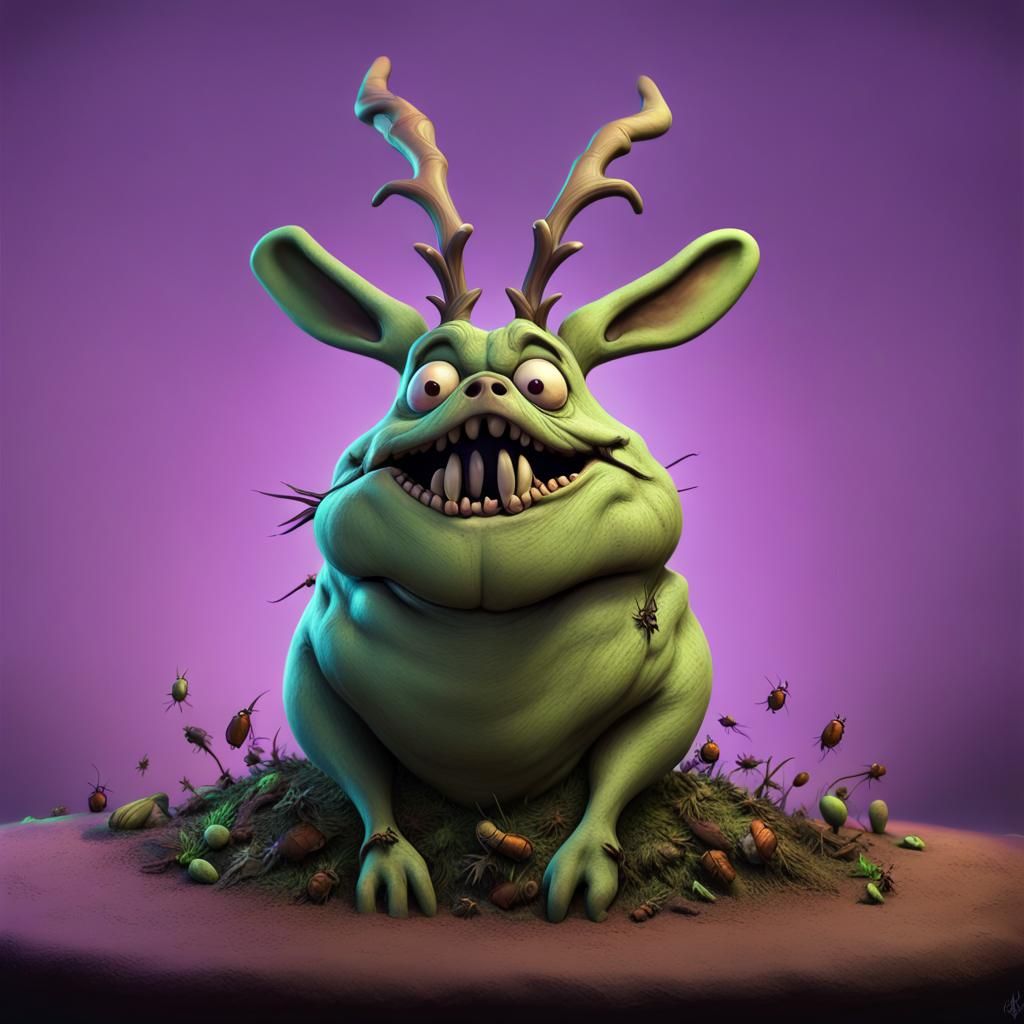 Creepy Oogie Boogie Jackalope in 3D Style
