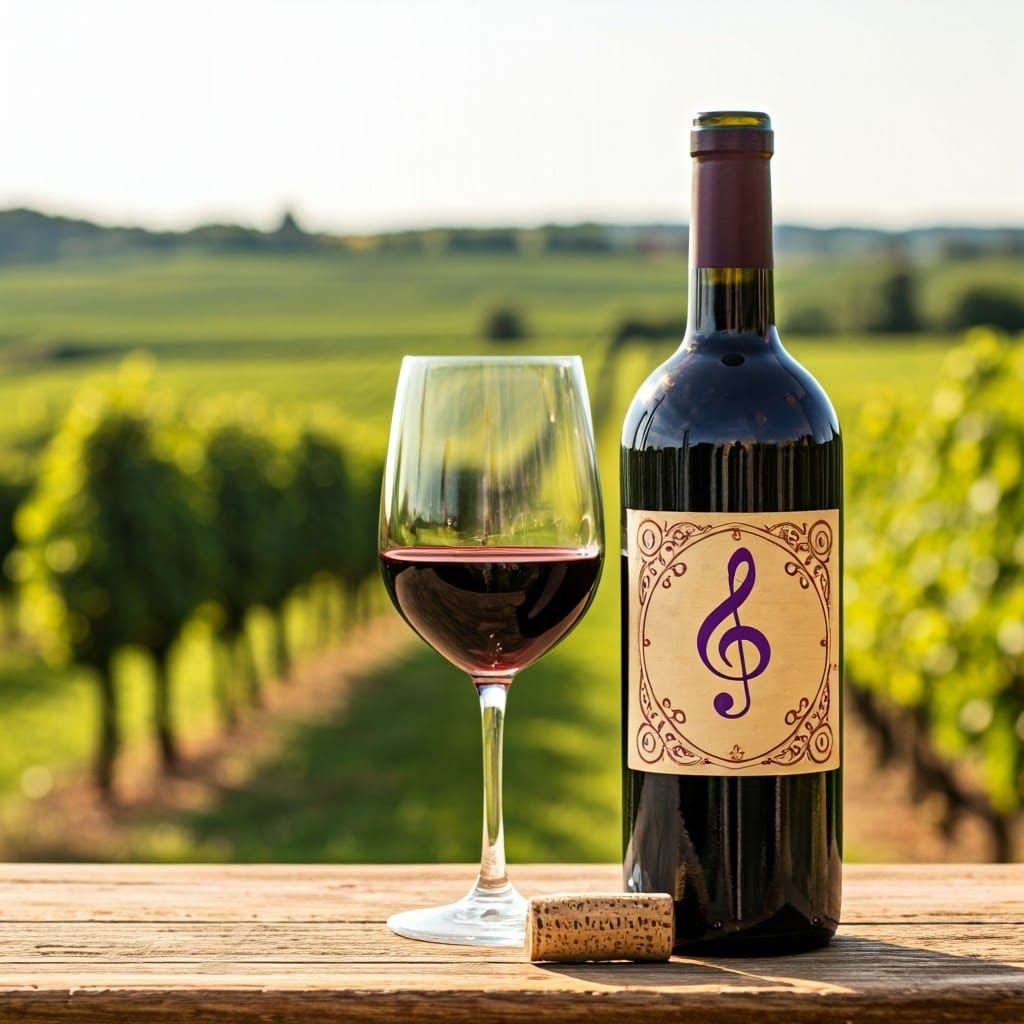 Wine with Purple G Clef in Impressionist Style