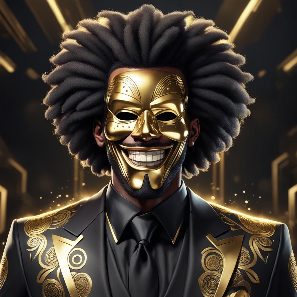 Masked Man Portrait in Hyperdetailed Style