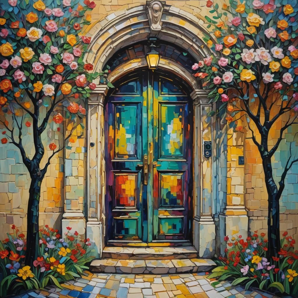 Neo-Impressionist Oil Painting with Concentric Lighting