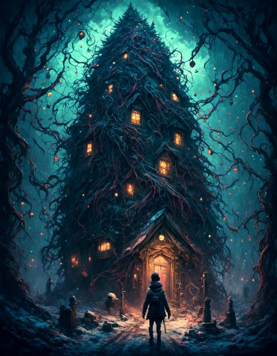 Humorous Horror: Christmas Tree Strangled by Lights