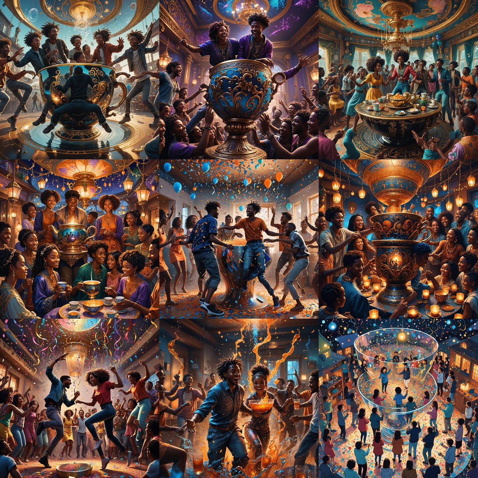 Black people at a house party inside