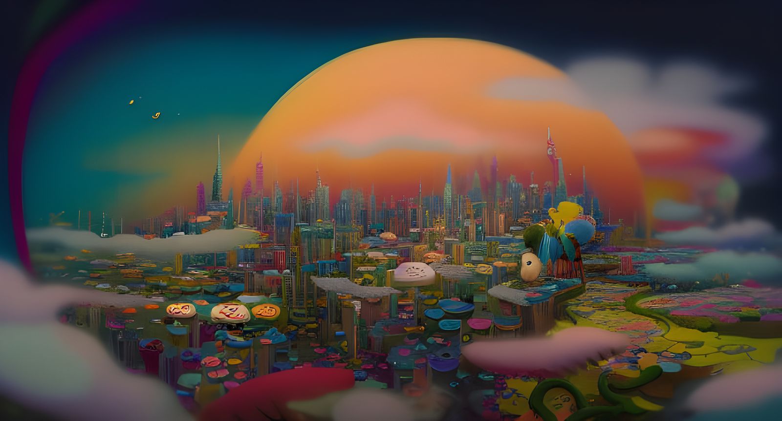 Ethereal Steampunk Cityscape with Volumetric Lighting