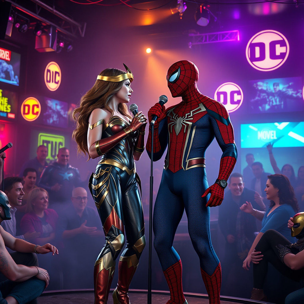 Wonder Woman and Spiderman Karaoke Duet