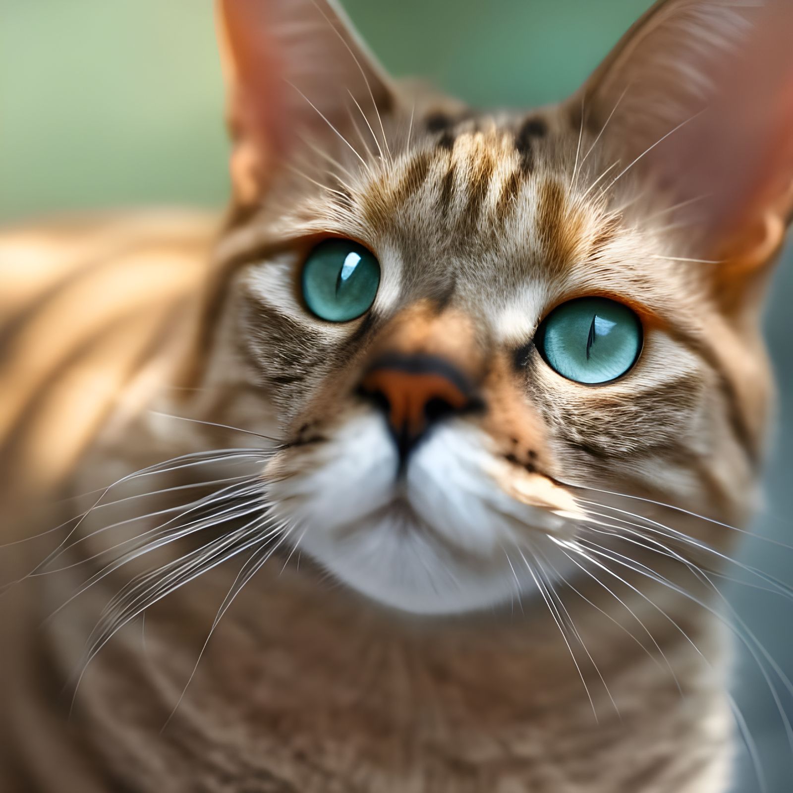 Orange Tabby Cat Portrait with Bokeh, Hyperrealistic Detail