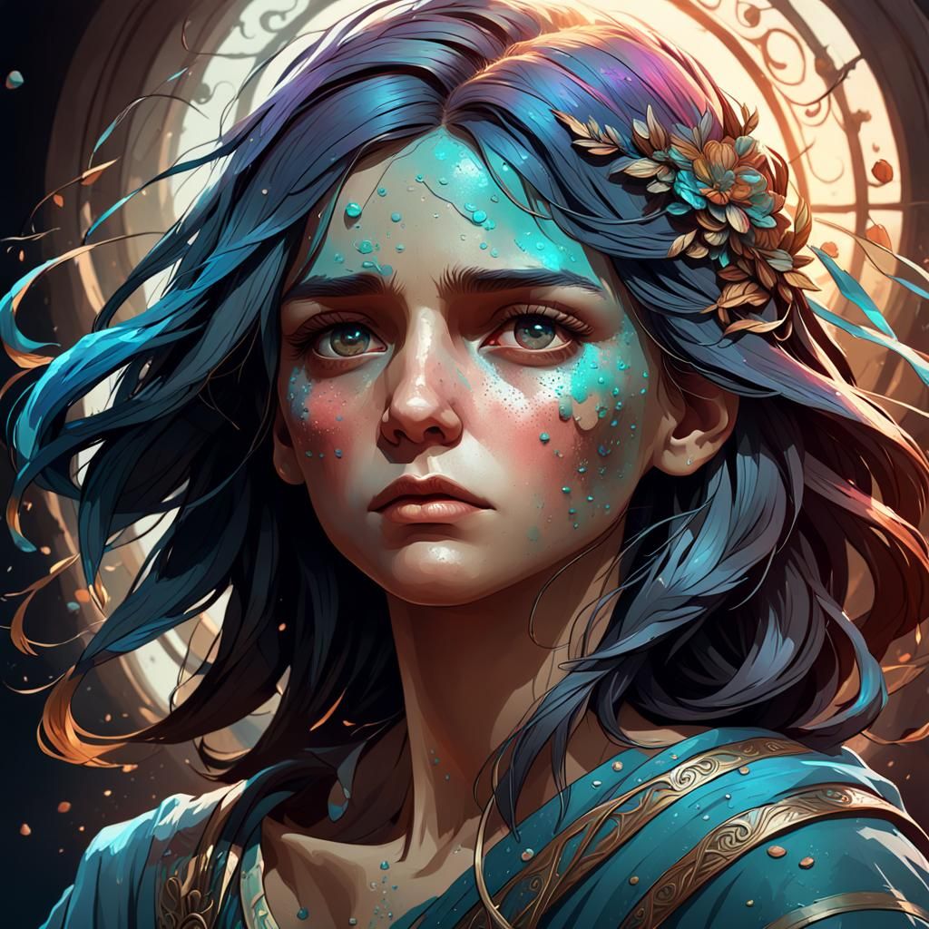 Grief Portrait in Detailed Artstation Style