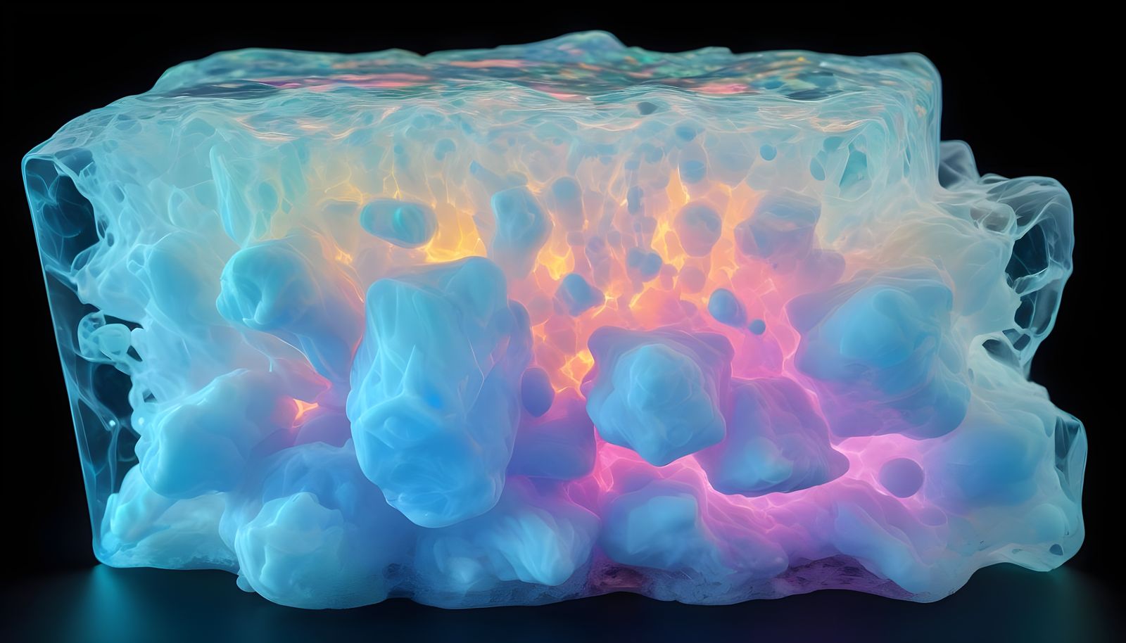 Translucent Opalite Aerogel Sculpture in Expressionist Style