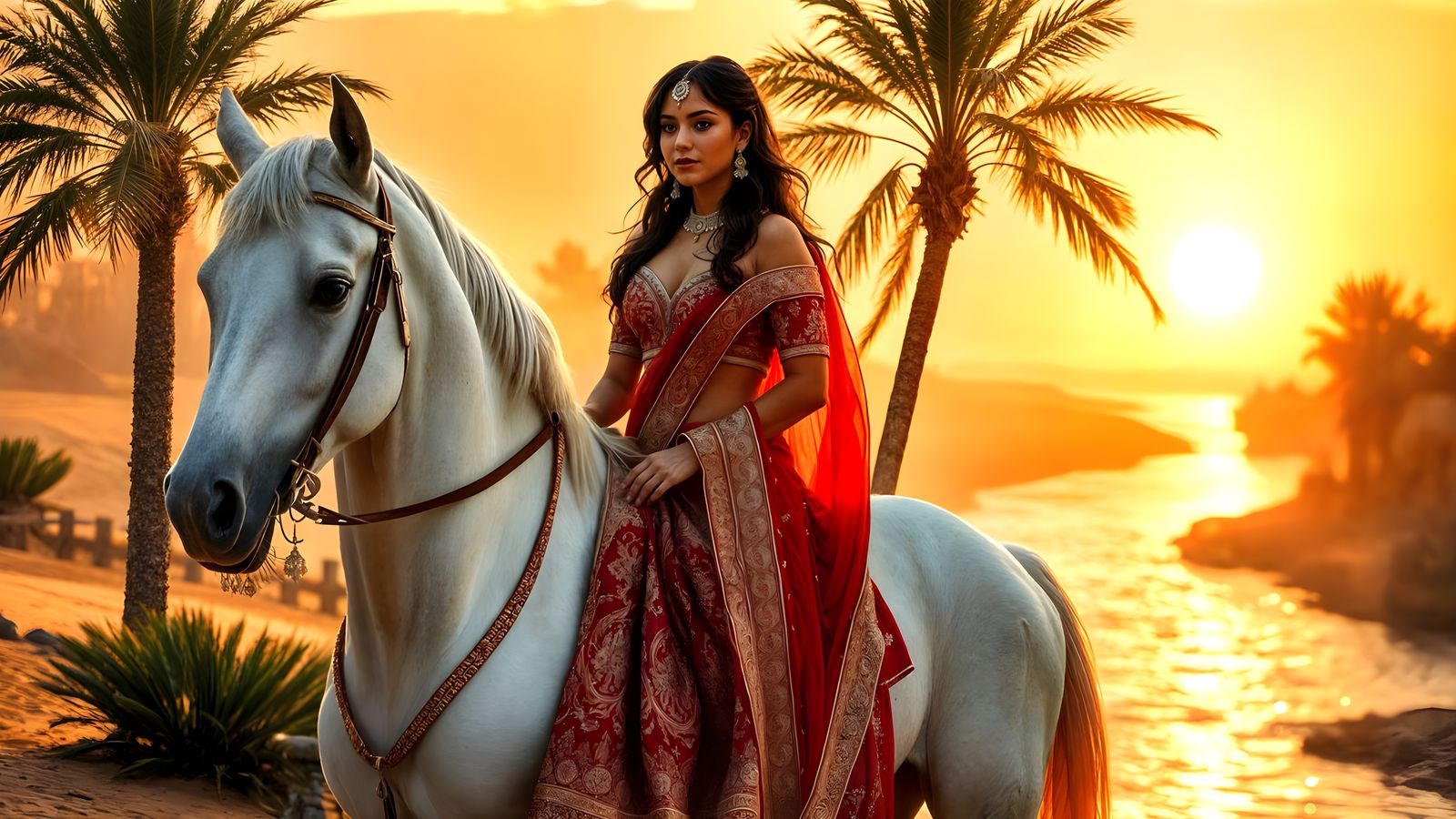 Regal Royal Beauty in Ethereal Desert Oasis