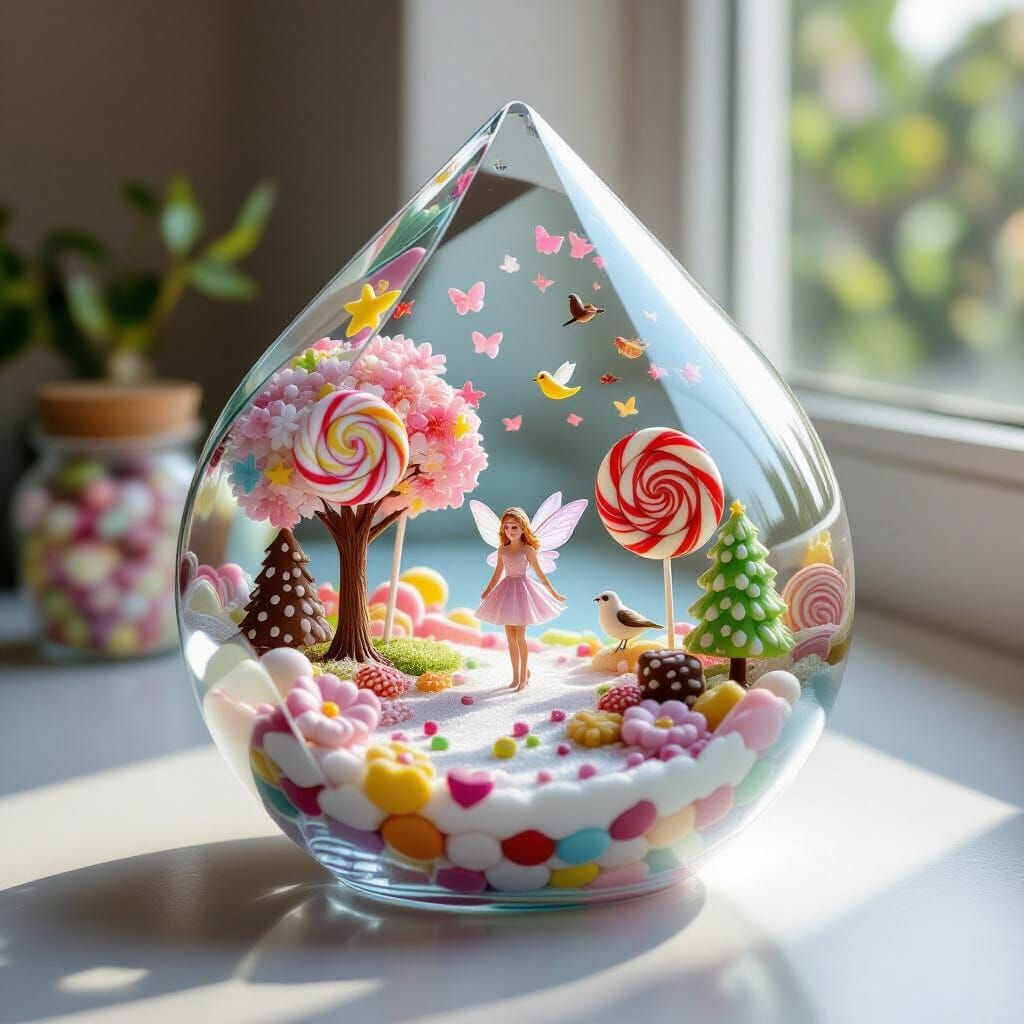 Candy Fairy World Inside Glass Prism