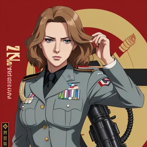 Anime Style Poster of Woman in RAF Uniform