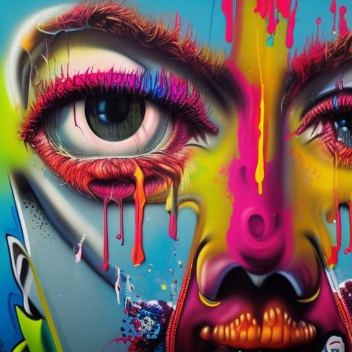 The Munsters in Colorful Graffiti Street Art