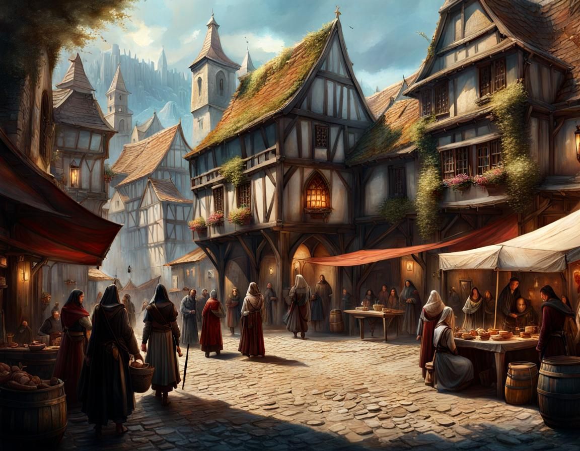 Medieval village square