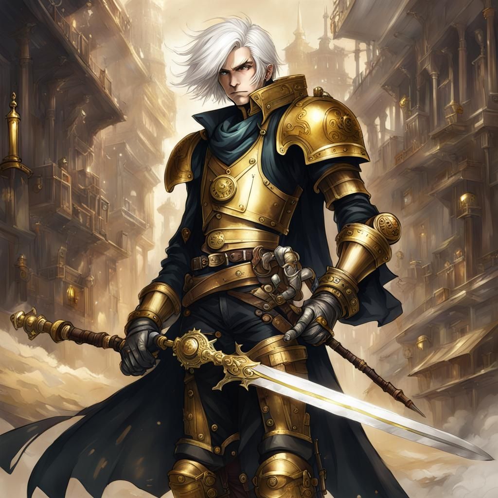 Steampunk Boy Paladin with Sword