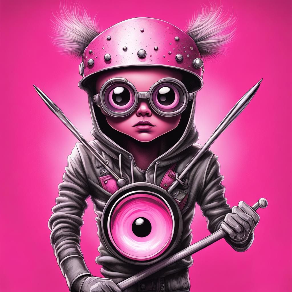 Punk Drummer Boy Logo in Hyperrealistic 3D