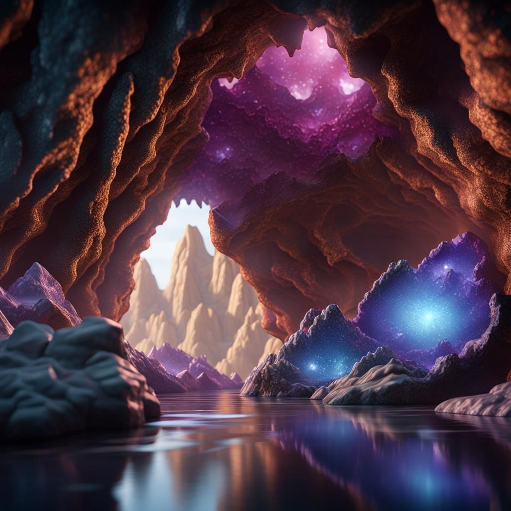 Hyper-Realistic Geode-Inspired Crystal Cave Art