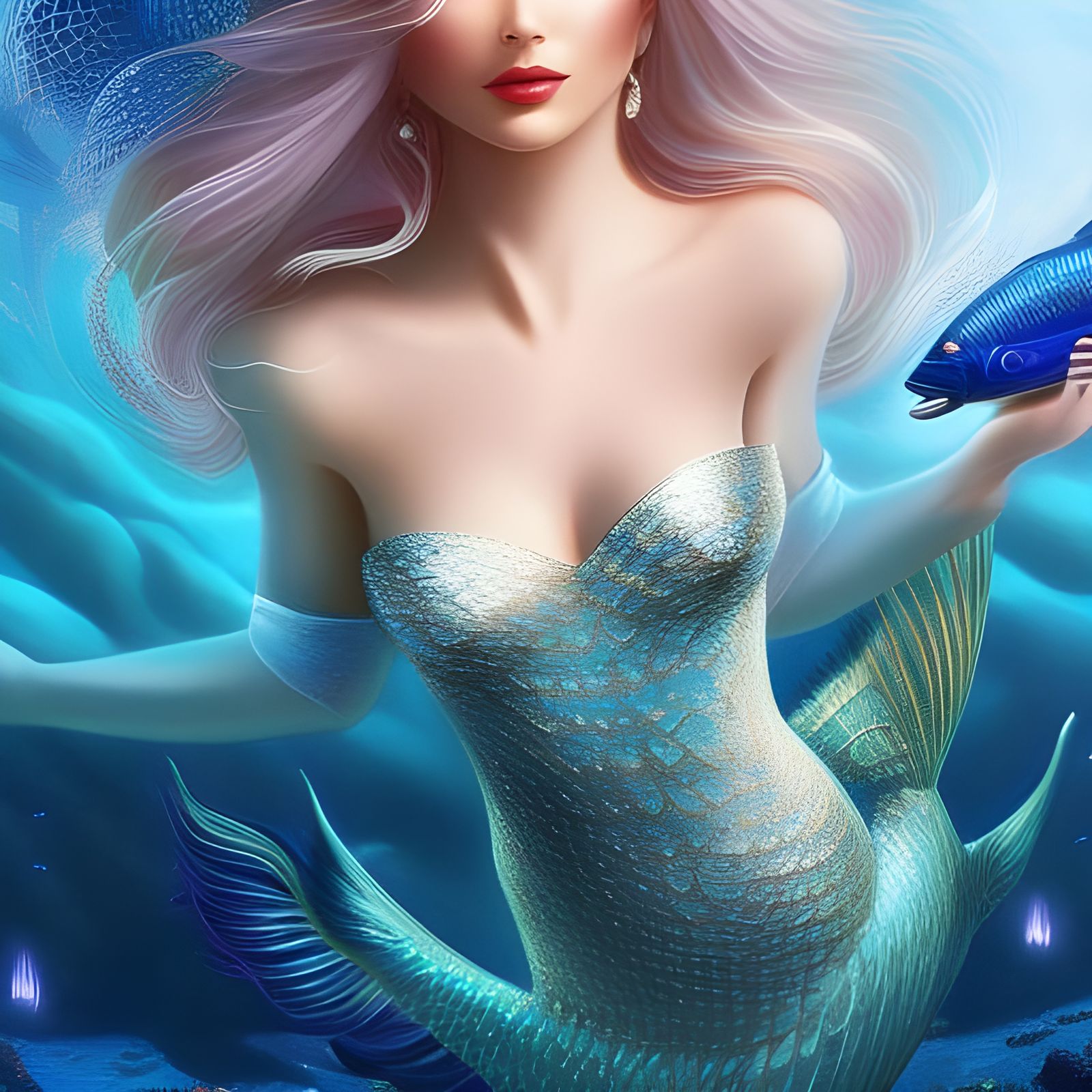 Beautiful Mermaid Portrait in Fantasycore Style