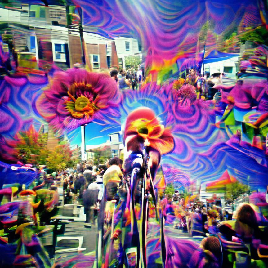 Psychedelic Flower Street Festival Art