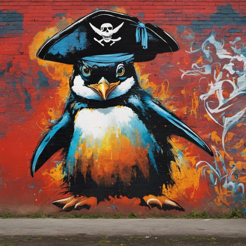 Graffiti Art: Hip-Hop Pirate Penguin