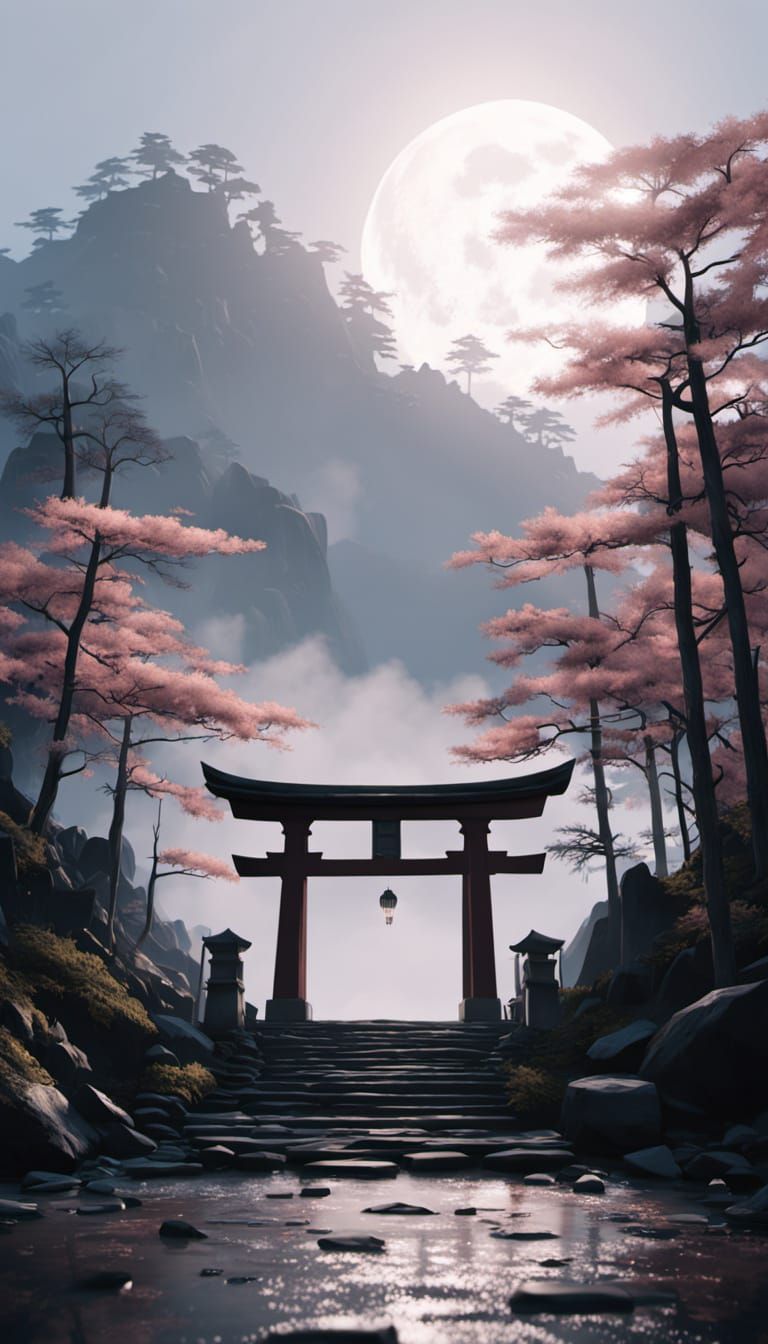 Torii Gate to Radiant Moon in Unreal Engine