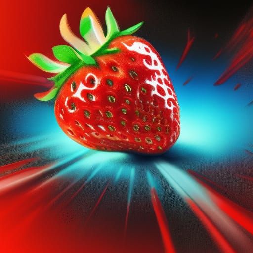Strawberry Grenade Exploding: Hyperrealistic Splash Art