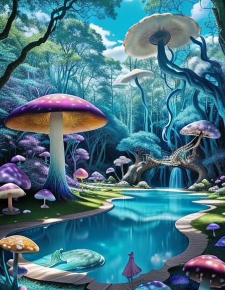 Surreal Forest Landscape with Twisted Trees in D'Andrea Styl...