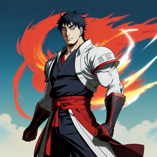 Anime Swordsman in Cel-Shaded Style