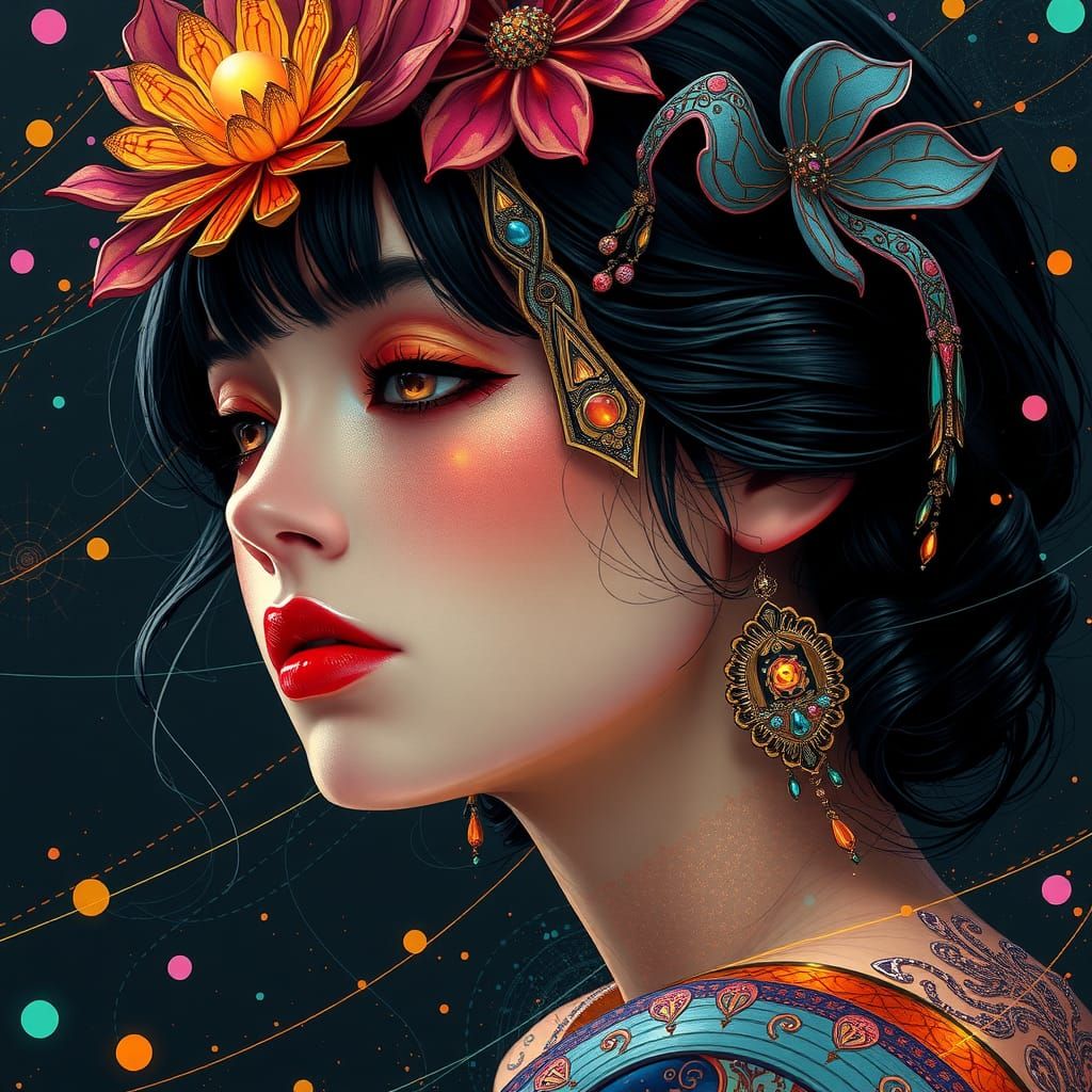 Art Nouveau Lady Portrait in Clarke Style