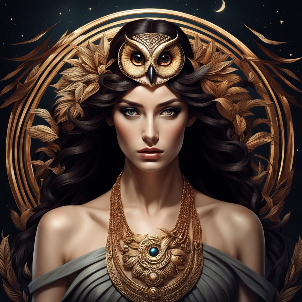Stunning Greek Goddess of Philosophy in Surreal Style