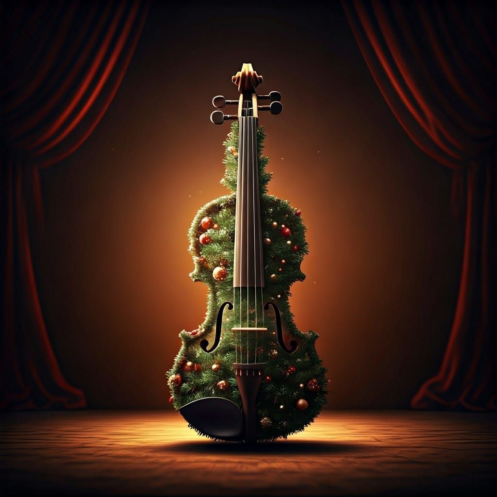 Majestic Christmas Tree in the Style of a Baroque Violin