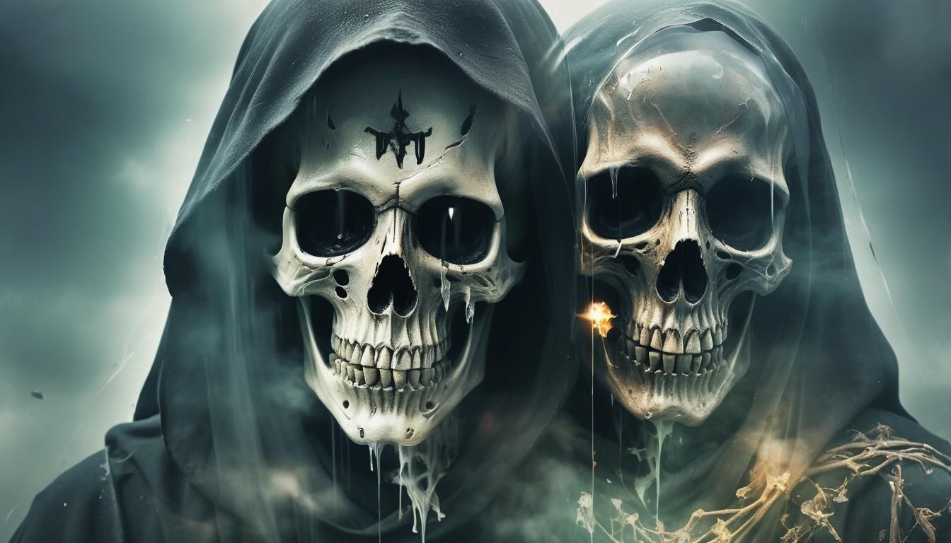 Double Exposure Fantasy Portrait of Grim Reaper