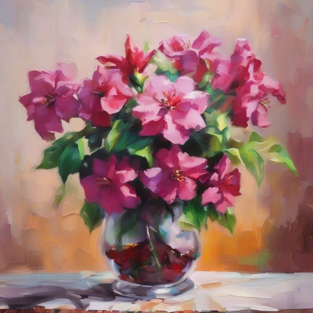 Vibrant Azaleas in Gouache Style