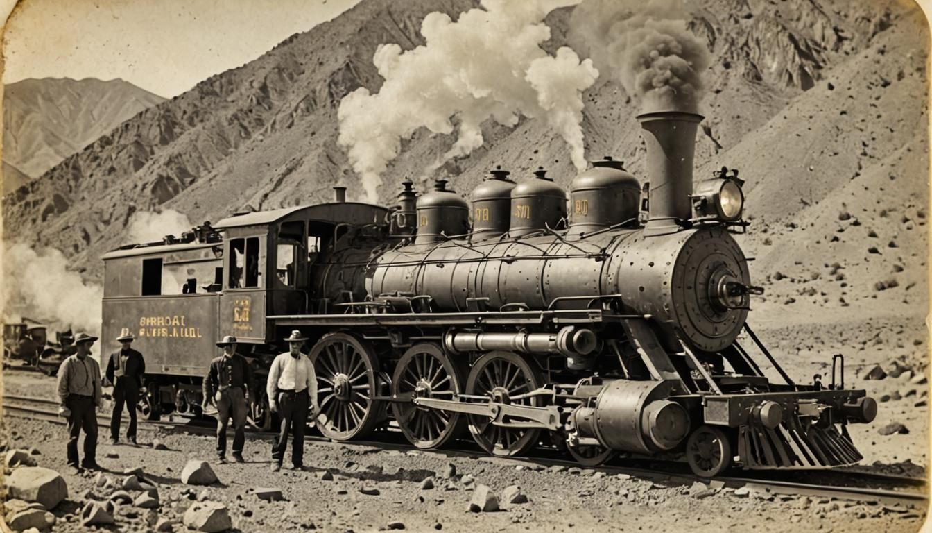Vintage Steam Engine in Death Valley, Daguerrotype Style