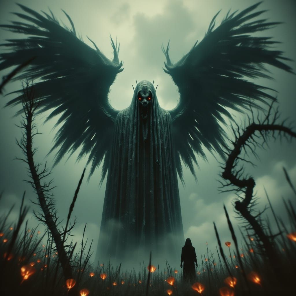 Malevolent Angel of Death Descends in Dark, Ominous Shadow
