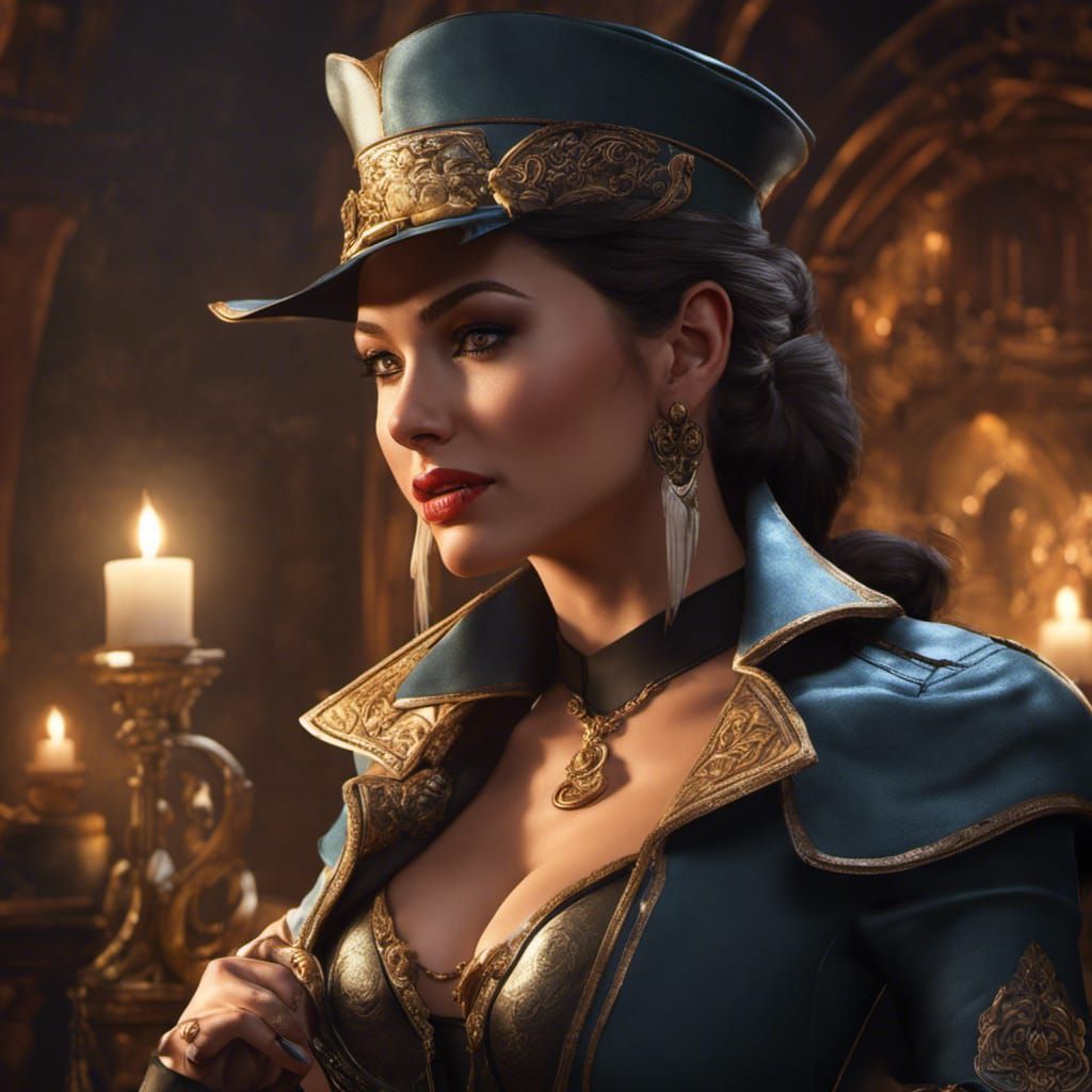 Fantasy Thief Portrait in Art Nouveau Style