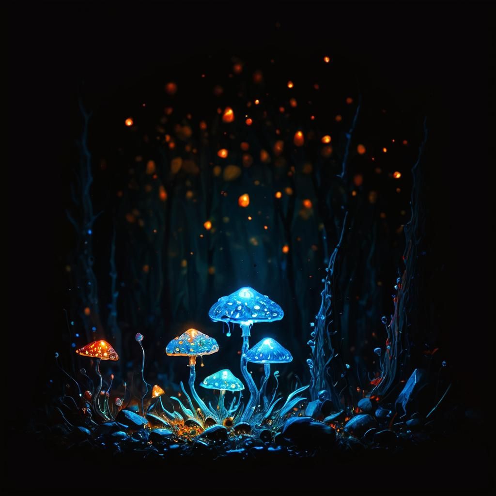 Mystical Forest Lamp with Bioluminescent Gemstones