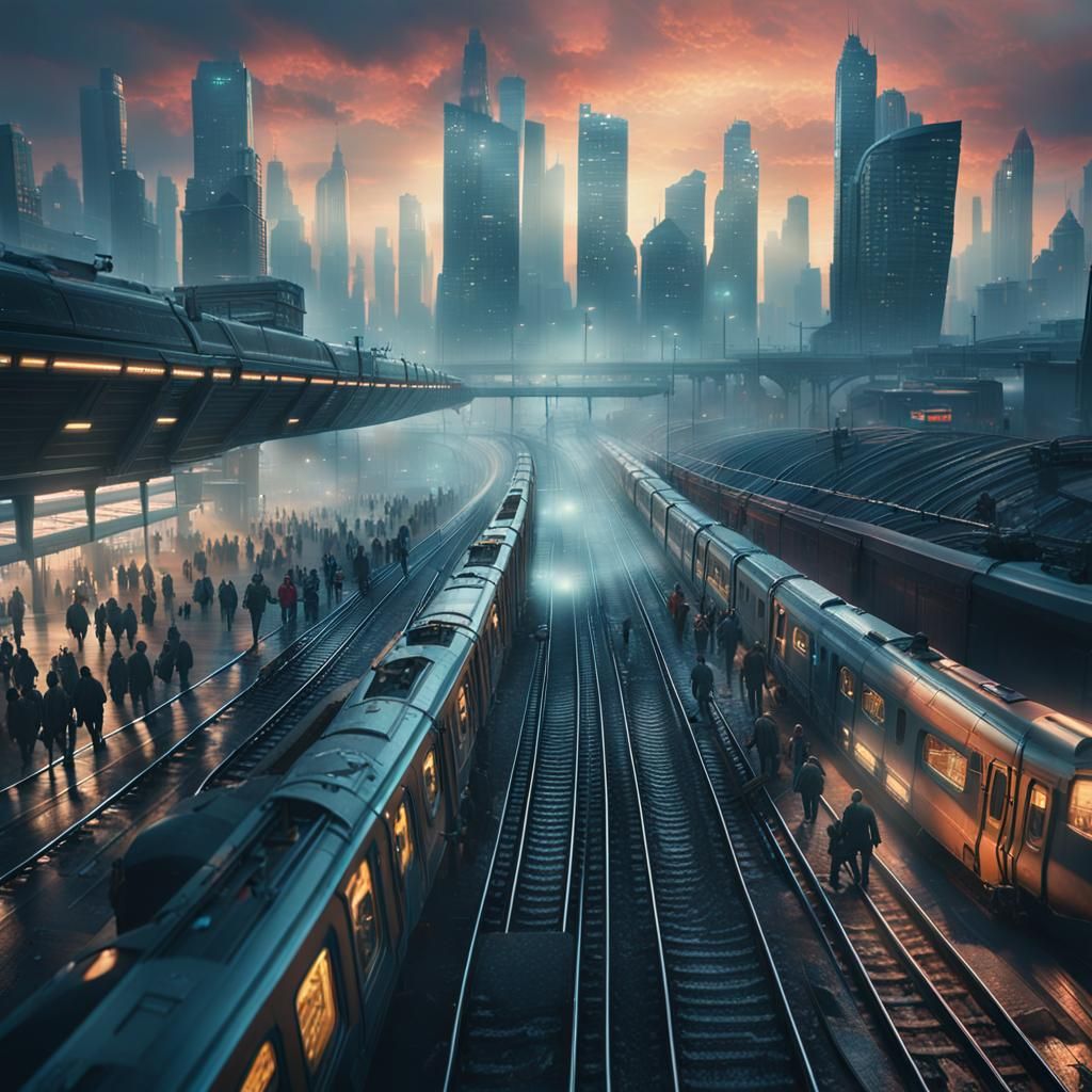 Futuristic Metropolis: Morning Peak Hour