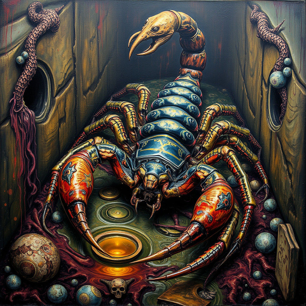 Scorpion in Sewer: Visionary Acrylic Pour Art