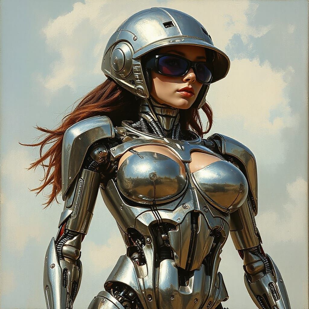 Mechanical Woman Constructed from Vehicle Parts