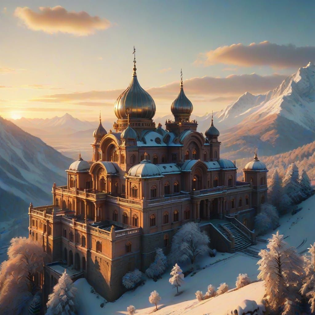 Epic Fantasy Palace in Golden Hour