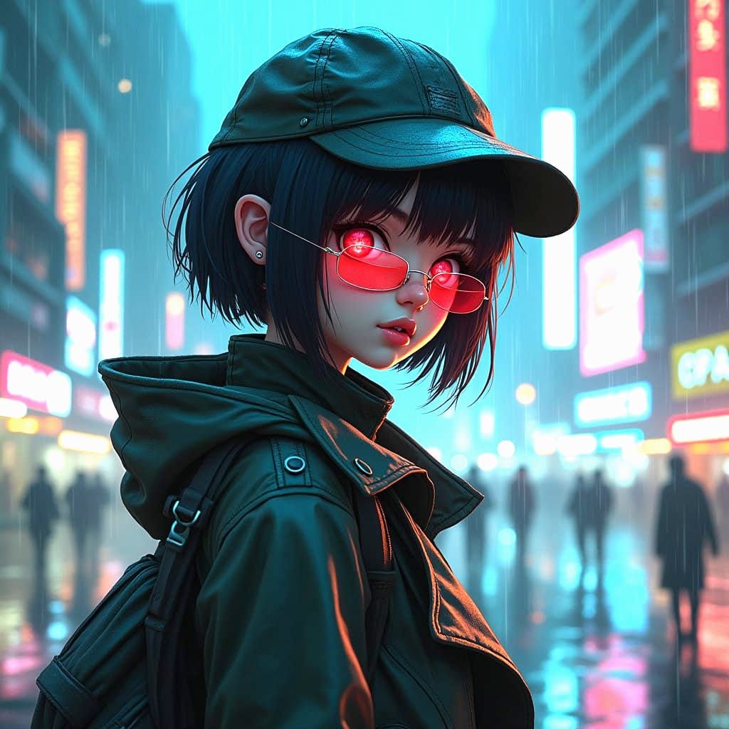 Cyberpunk Detective in Hyperrealistic Cyber-Chibi Style