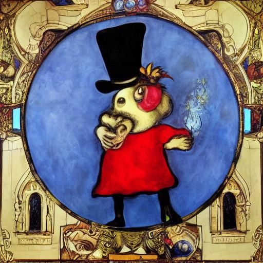 Surreal Rubber Rabbi Rabbit in Dreamlike Synagogue