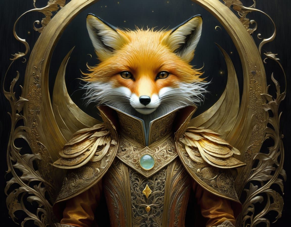 Detailed Fox Portrait in Unique Artistic Style