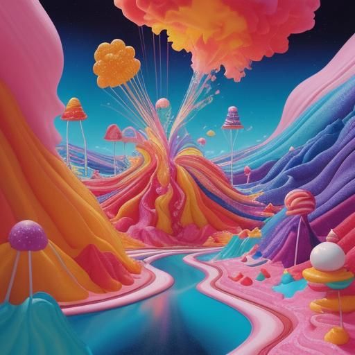 Cosmic Fire and Water in Candy Art Style
