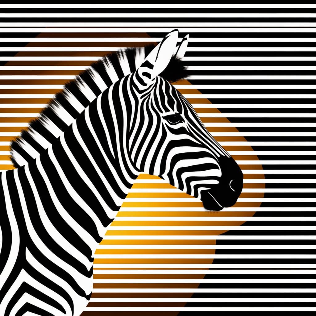 Zebra Profile in Minimalist Black and White Op Art