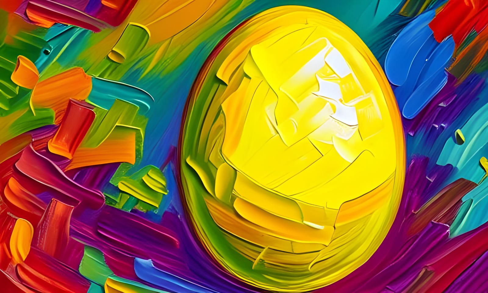 Egg in Neo-Impressionist Expressionist Oil Painting