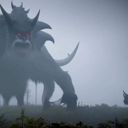 Eerie Wendigo in Blizzard: A Haunting AI Vision