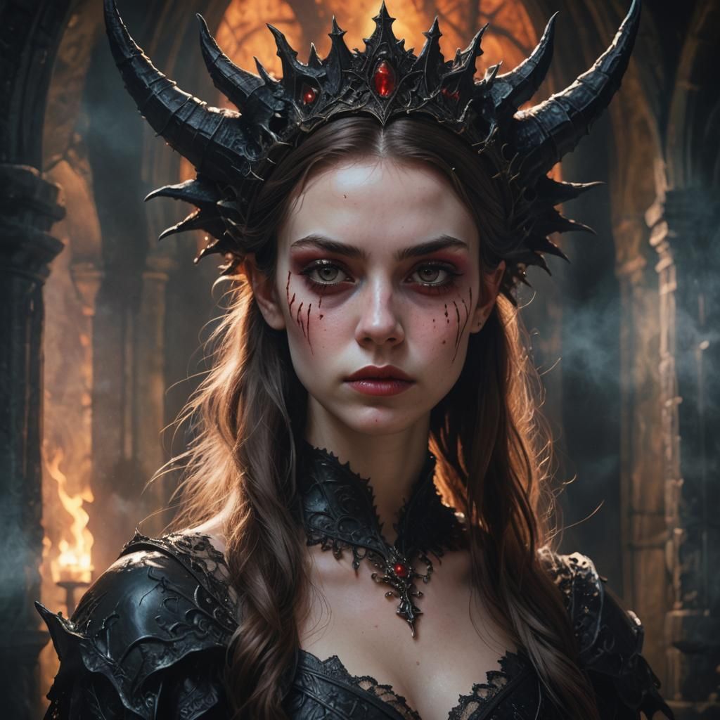Demon Princess Portrait in Gothic Setting