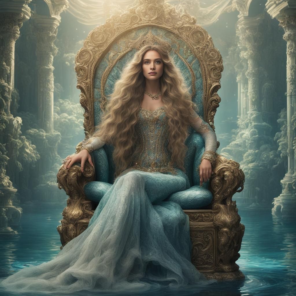 Mermaid on Royal Throne Digital Art