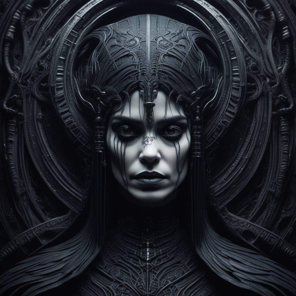 Gothic Portrait of Mysterious Raven-Haired Woman