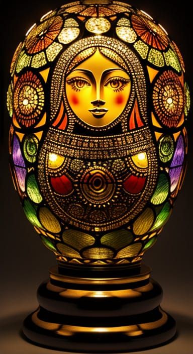 Stunning Glass and Copperplate Masterpiece with Intricate De...